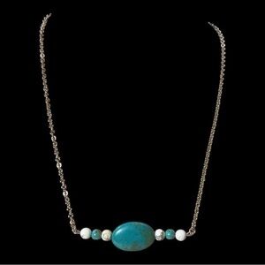 Turquoise and Howlite Beaded Handmade Necklace